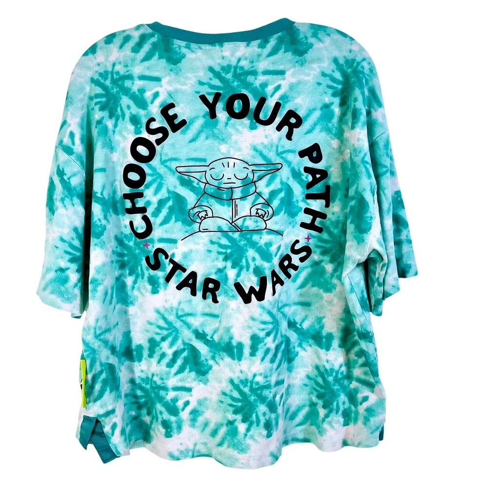 Star‎ Wars Womens Oversized Tie Dye Shirt Size M Yoda Graphic Tee Cotton Boxy - Picture 3 of 9